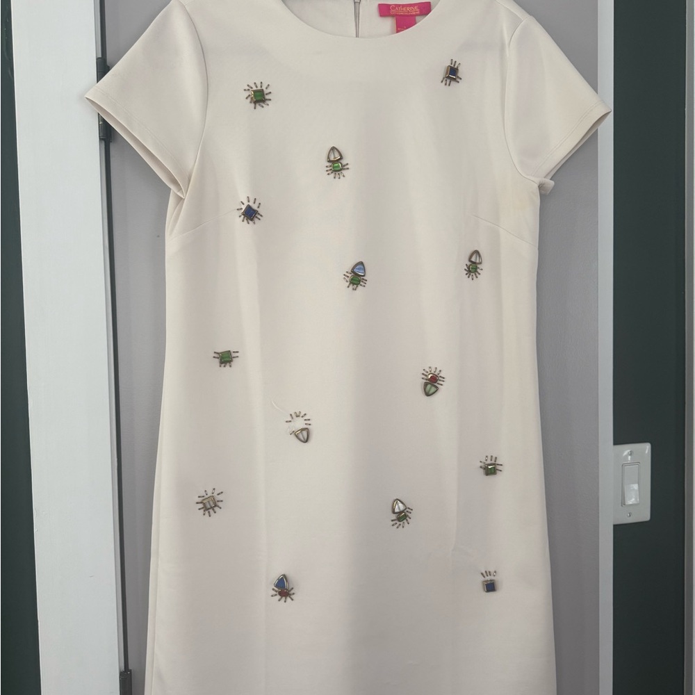 Catherine Ivory Embellished Shift Dress